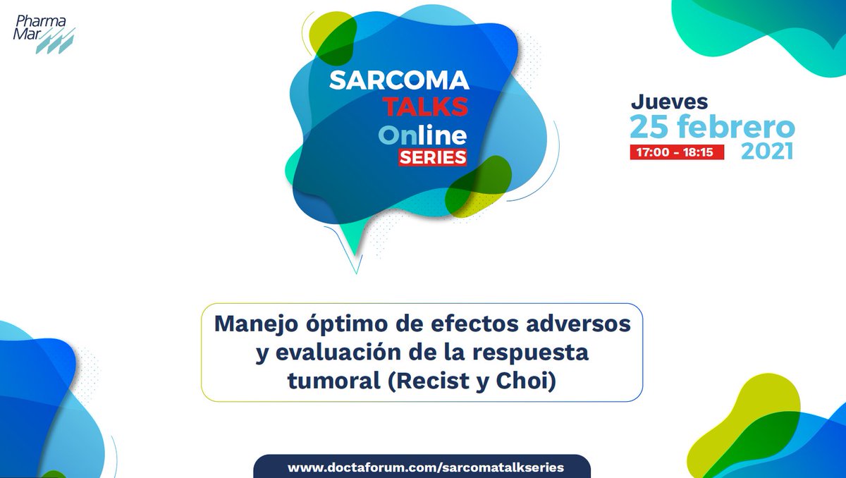 PhrmMar's tweet photo. 🎉NUEVO AÑO ➡️ NUEVA SESIÓN📺 #SarcomaTalksOnlineSeries
🗓️25 de febrero, 17:00h – 18:15h
¿Cómo evaluar la respuesta tumoral en STS utilizando los criterios RECIST y CHOI?
👩⚕️Nuestros expertos en #sarcoma resolverán tus dudas en directo
¡Inscríbete!📝https://t.co/WgwFd6gA7Q https://t.co/gMD9VvnQye
