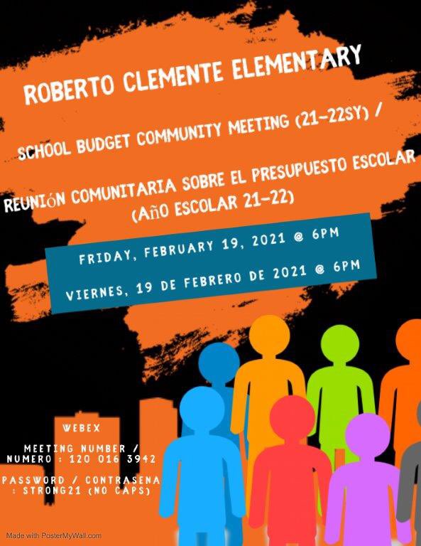 nps_clemente's tweet photo. We will hold our School Budget Community Meeting on Friday, February 19
Webex Code: 120 016 3942
Password: strong21
@NPSvoices #RCESSTRONG https://t.co/5S4h2zGQJx