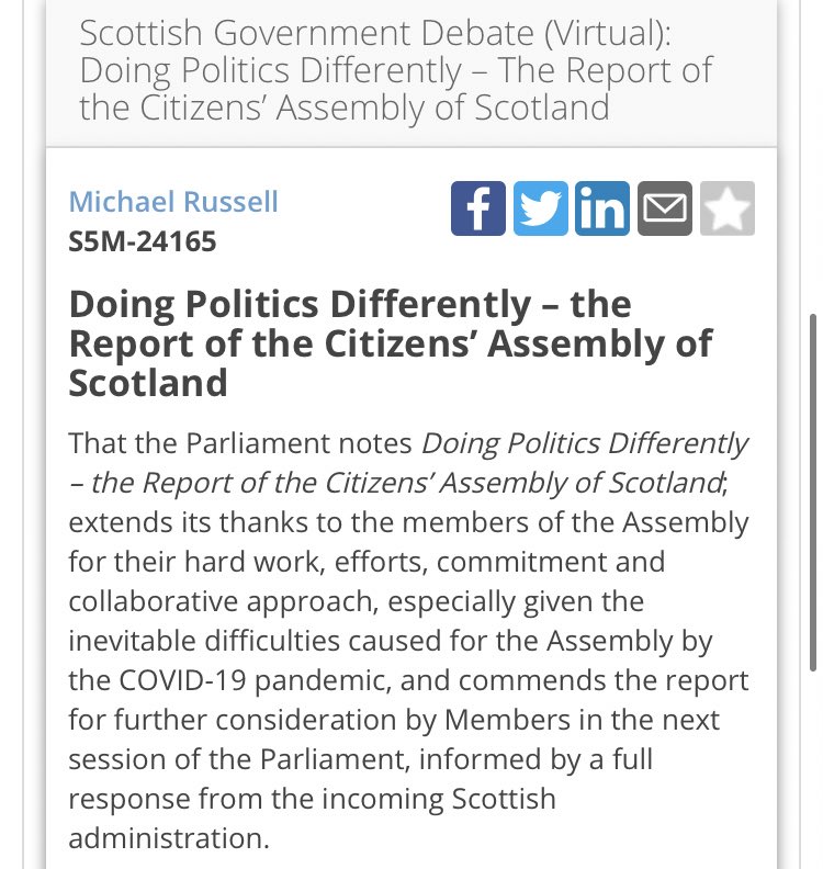 CitAssemblyScot's tweet photo. 🏴󠁧󠁢󠁳󠁣󠁴󠁿⚡️📺@ScotParl will debate our report from 3.15pm. Watch it live here https://t.co/Lb3LdtGNrZ

📌Here’s the motion tabled by @Feorlean https://t.co/YfW6RZnBAU ⏬ https://t.co/H9J8f9gP5K