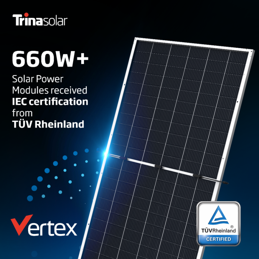 SAPVIA's tweet photo. Trina Solar announced that its Vertex 660W+ solar power modules have received IEC 61215 and IEC 61730 certification for their performance and safety from TรV Rheinland Group.
Read more here: https://t.co/LQ5NTlWsy0
#solarmodules #solarcertification #solarquality https://t.co/3i3AyUccQL