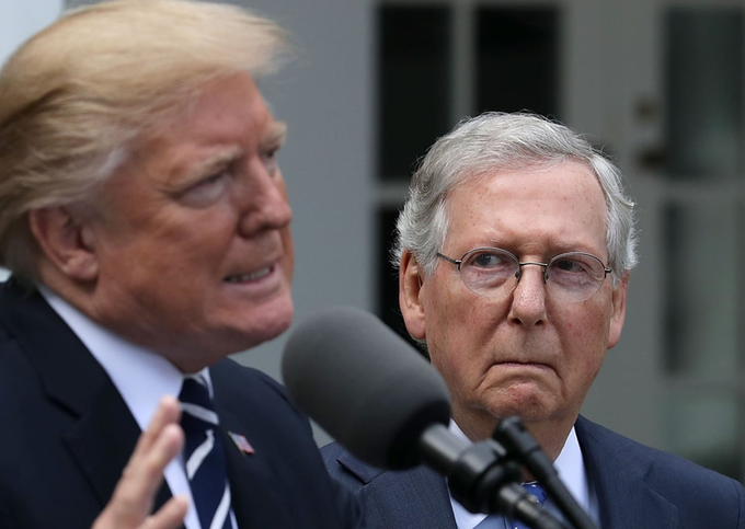 McTurtle Tan Suit Thread/4Trump is an imbecile. The McTurtle played TrumpTrump signed Mitch's tax cuts for millionairesMitch refused Trump's pet project, the Wall, forcing Trump to SHUT DOWN HIS OWN government, to no availMitch ran his own judges to courts, Trump signed