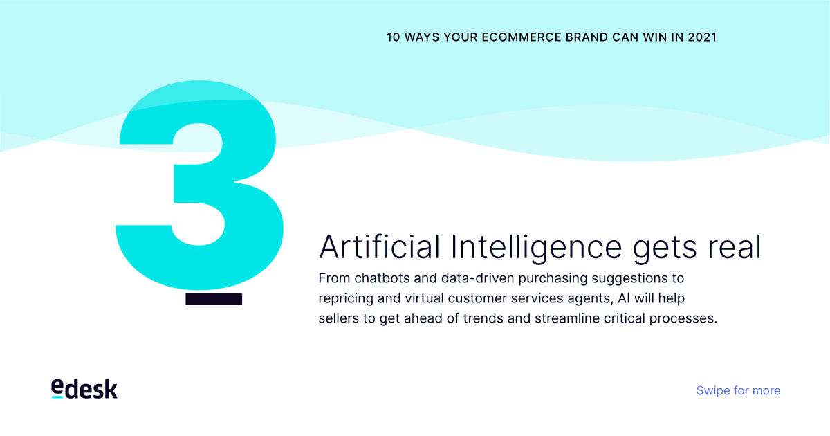 Part 1: Check out what #smartsellers are doing in the year ahead to streamline their #onlineshop and #customersupport efforts in our 10 Ways Your Ecommerce Brand Can Win in 2021. Swipe across for 1-3➡️bit.ly/39JMwlP