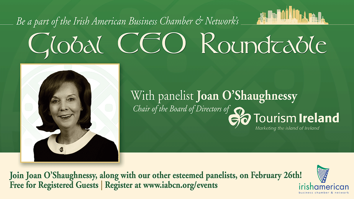 IABCNPhila's tweet photo. We are thrilled to welcome Joan O’Shaughnessy, Chair of @TourismIreland, back to #IrishPhiladelphia for our Global CEO Roundtable on 26 February.

#IABCNGlobalCEORoundtable #IABCNLeadershipMatters
#AMB2021 

Registration ➡️https://t.co/gKZS1lgwgb https://t.co/SxkhD3L1Q1