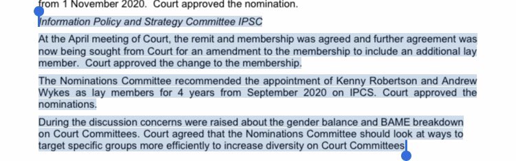 GU_SolCol's tweet photo. Yesterday’s UofG report into racism noted the lack of diversity in management.

And minutes from June 2020’s Court meeting detail the of appointment two white men while saying ‘we need more diversity’

The same meeting they decided investment in arms was OK, while affirming ‘BLM’ https://t.co/qF3Q8nQsqg