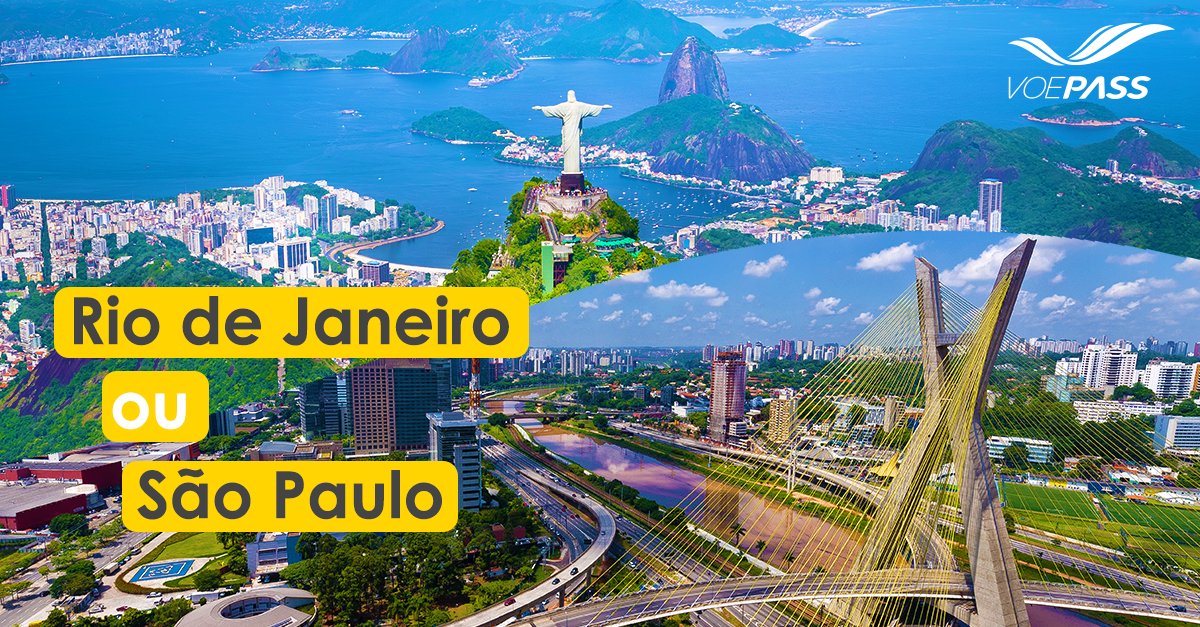 Aproveitar o dia apreciando o mar da cidade maravilhosa ou sentindo toda a energia contagiante de São Paulo?  Com a VOEPASS os dois destinos estão ao seu alcance em apenas um clique. Acesse o site!

#VOEPASS