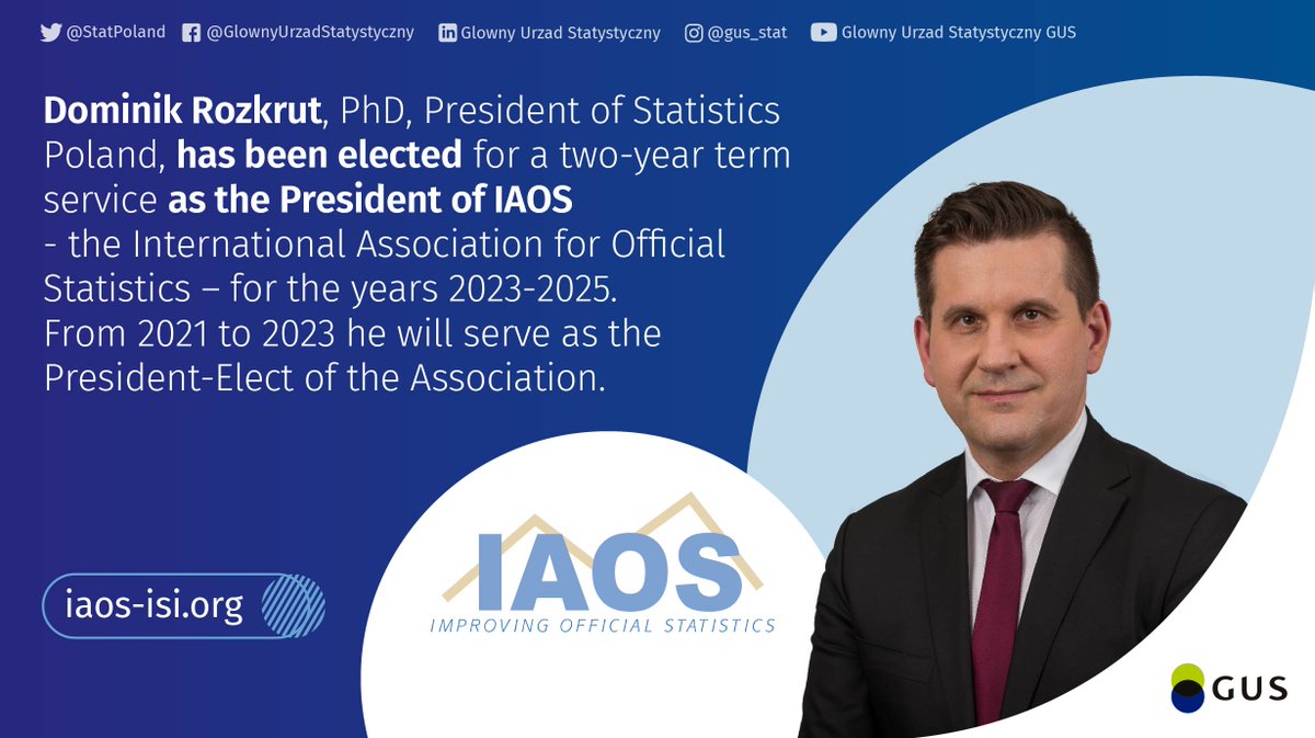 StatPoland's tweet image. #IAOS President #StatPol Mr. Dominik Rozkrut becomes President-Elect of the world’s leading professional statistical association for 2021-2023.

@EU_Eurostat @unecestat @unecestat @UNStats @OECD_Stat @worldbankdata @UNCTADstat @IntStat @StatFen 

iaos-isi.org