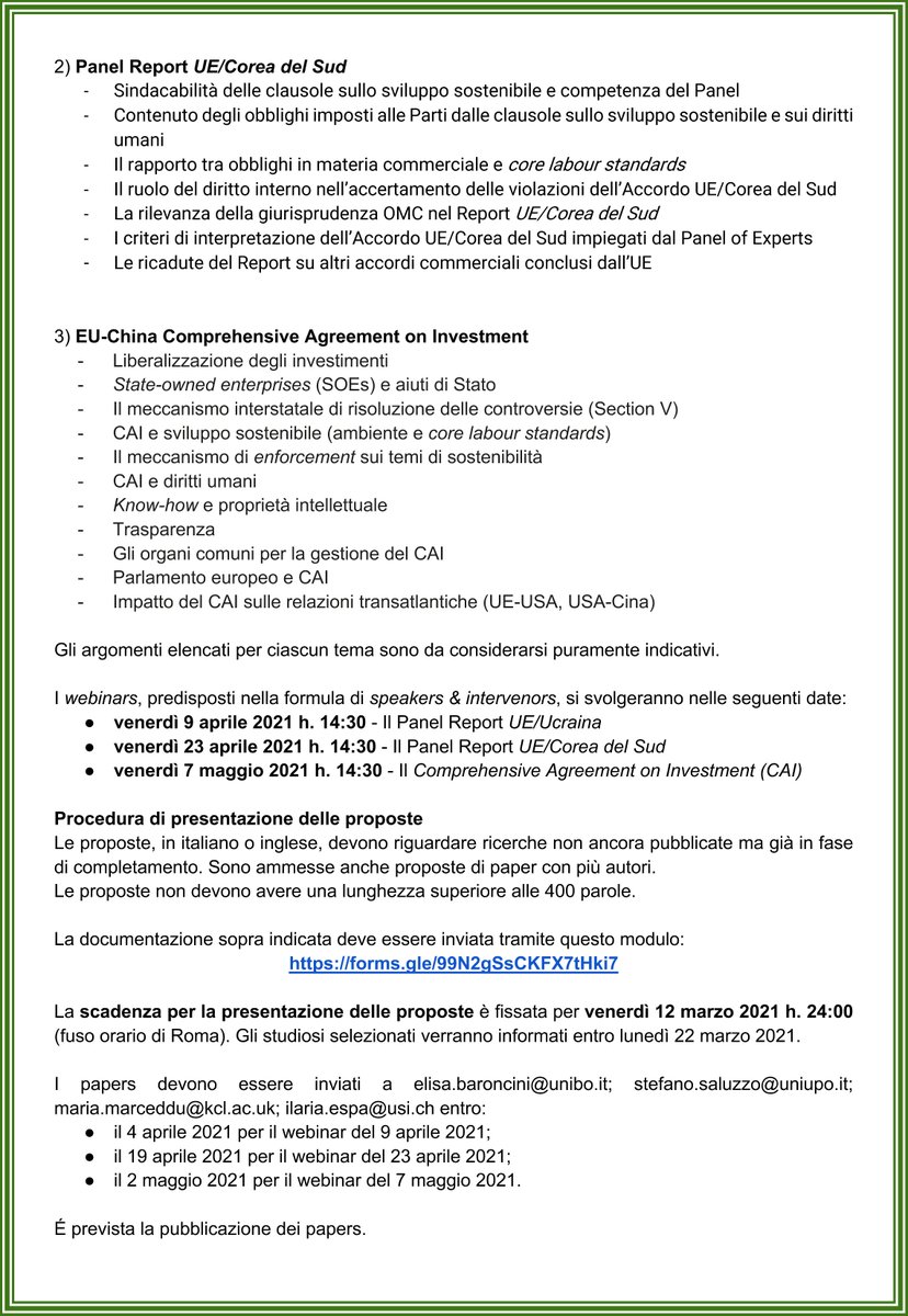 SIDIorg's tweet photo. #CallforPapers Enforcement & Law-Making of the EU #Trade Policy 👉👉https://t.co/fMOtKeyt9m👈👈#GruppinteresseSIDI #dirittoInternazionale dell'#economia #DIEcon #Webinars 2021 Scadenza: #12marzo 2021 #UE #Ucraina #CoreaSud #China #enforcement #lawmaking #commercio #investimenti https://t.co/4KtF6Hyytg
