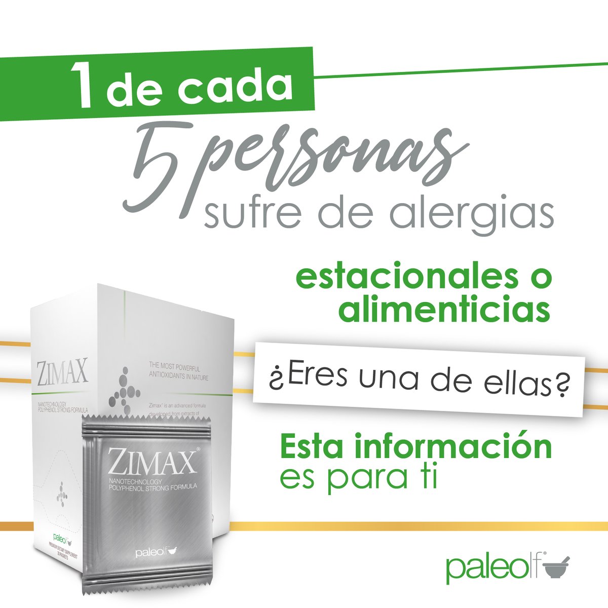 Paleolf's tweet photo. Las #alergias se deben a una hipersensibilidad del sistema inmunitario que provoca respuestas perjudiciales y que puede afectar a todo el organismo. #Zimax es el complemento adecuado para el balance de todas las funciones del cuerpo. https://t.co/eOCnbgfvbu