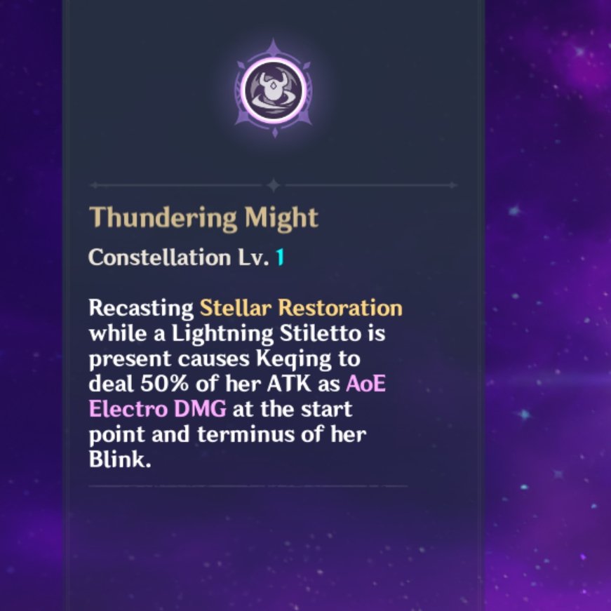 for the whales and lucky players if you're going for constellations — c1, c4 and c6 are great. theyre all wonderful for electro keqing though, since they hugely boost her electro dmg.