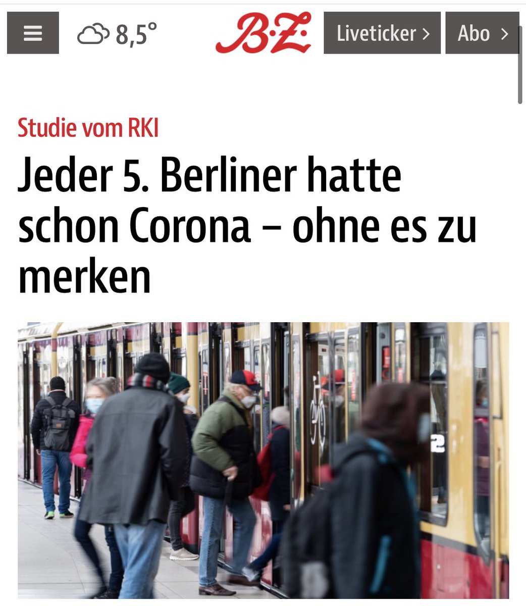 MKreutzfeldt's tweet photo. Nein, liebe @bzberlin. Es hatte NICHT jeder 5. Berliner Corona, sondern, wie im Text korrekt steht, 4,4 %, also etwa jeder 23. Und VON DENEN hatte jeder 5. es, ohne es zu merken. Mann, Mann, Mann. https://t.co/4N36ILvHNB
