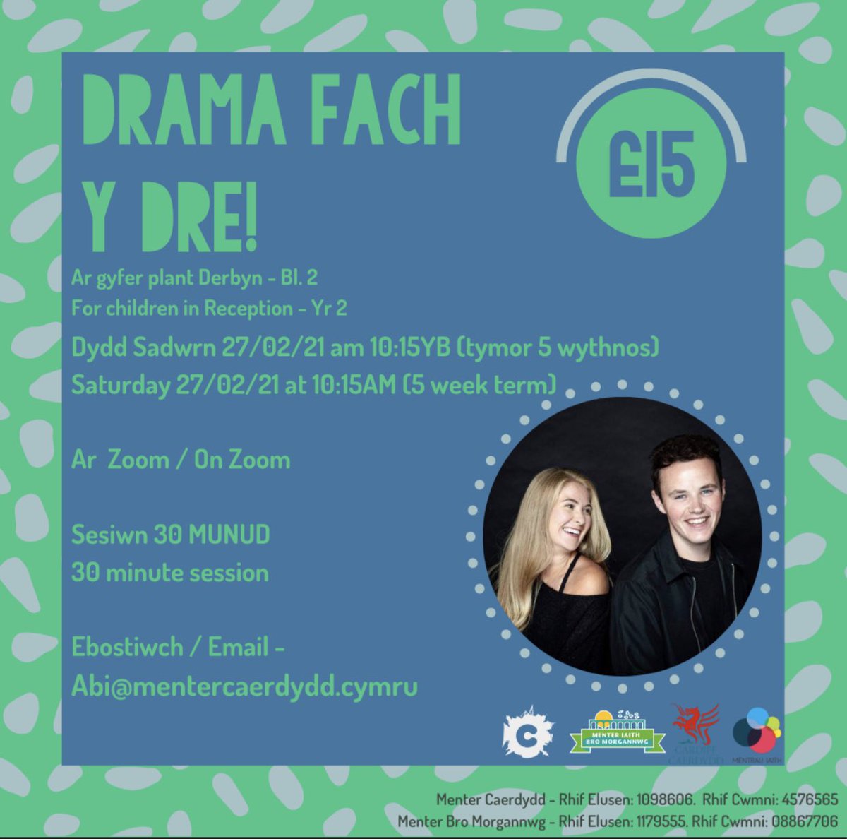 MenterCaerdydd's tweet photo. 🕺Mae Drama Fach Y Dre yn ôl eto am dymor arall ar zoom! Ewch i'r wefan i archebu - https://t.co/pMfjEiONIj

💃Drama Fach Y Dre is back again for another term on zoom! Head to website to book a place - https://t.co/7VOyqoYEBl https://t.co/ioR7zzU970