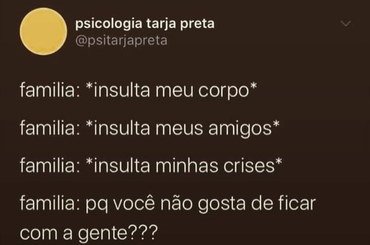 TMaterno's tweet photo. #narcisista #nemtodamaeéboa #maenarcisista #bodeexpiatorio #narcisista #filhadenarcisista #tóxico #medo #dor #famíliaabusiva #abuso #abusopsicologico #familiatambemdestroi #abusopsicologico https://t.co/L5saWHFef4
