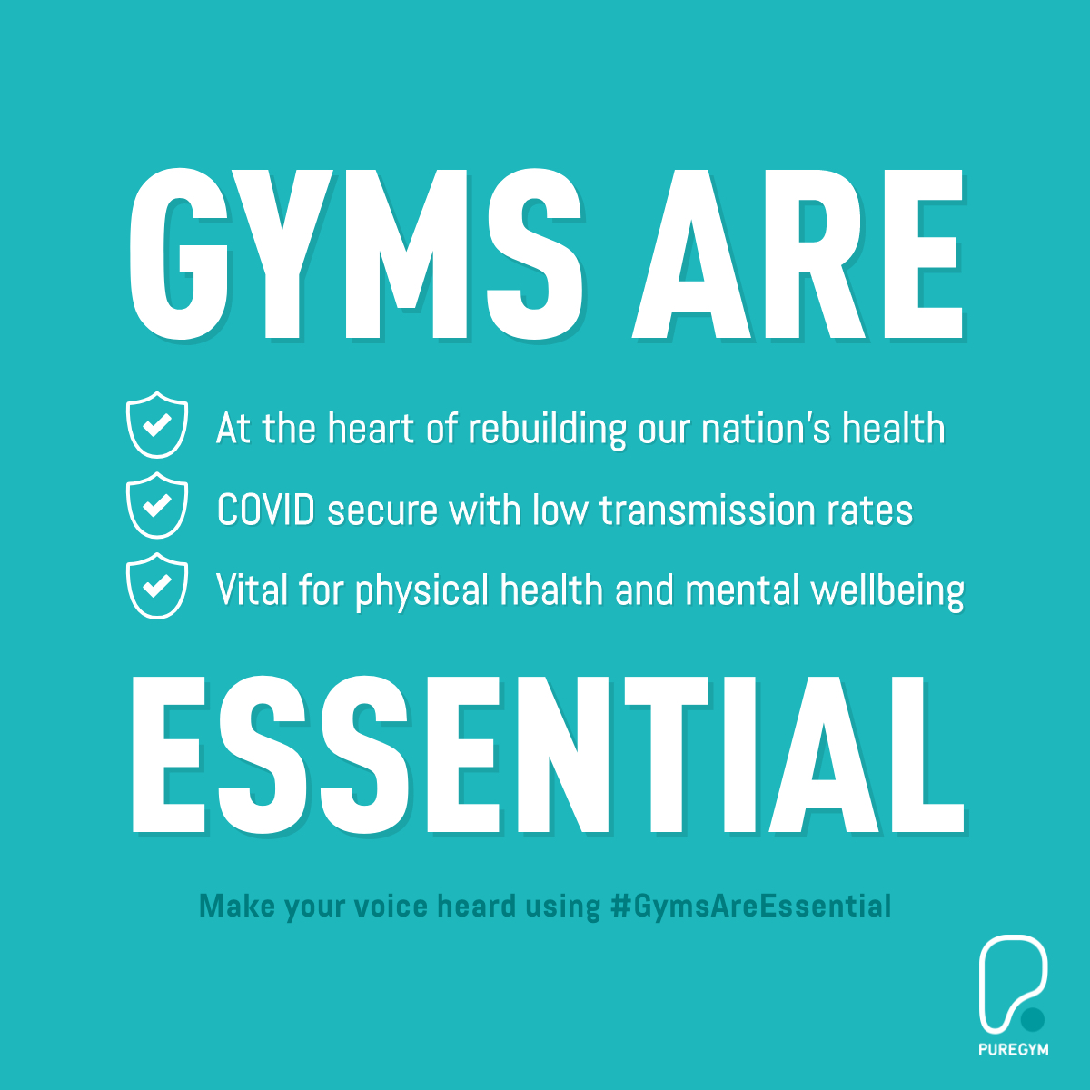 Gyms are at the heart of rebuilding the health of our nation.

Join us in calling on the Government to prioritise gyms in the early stages of the reopening plan.

Make your voice heard by retweeting this post, tagging <a href="/BorisJohnson/">Boris Johnson</a> and <a href="/OliverDowden/">Oliver Dowden</a> and using #GymsAreEssential