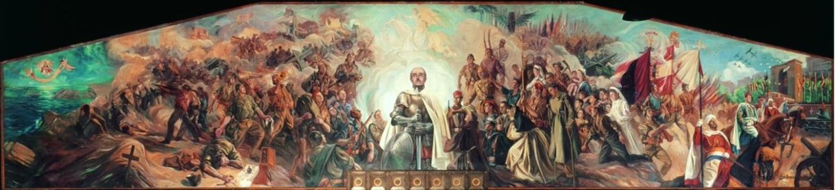 Franco and his supporters in the church did present him as a crusader, but I've yet to find much evidence of them using the military orders. The mural below, in Spain's Valley of the Fallen, is called The Crusaders of the 20th Century.
