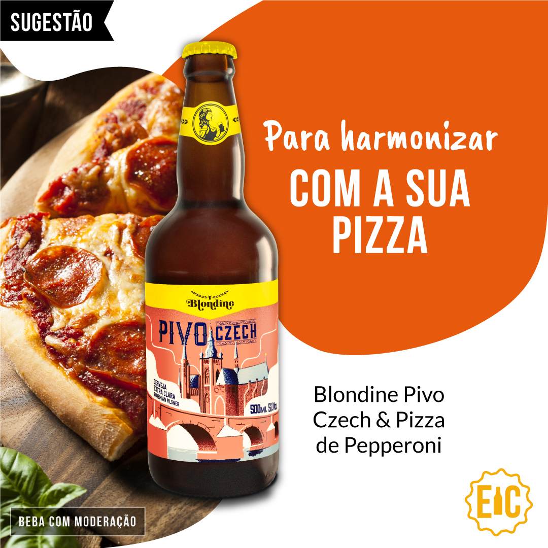 Hoje é dia de pizza!
Bora de Pivo Czech da cervejaria Blondine, uma cerveja lager com sabor acentuado de malte e equilibrado com amargor do lúpulo, junto com uma pizza de pepperoni cheia de textura e sabor?

Quem aí já vai preparar essa degustação de hoje em casa? Já marca o @!🧡