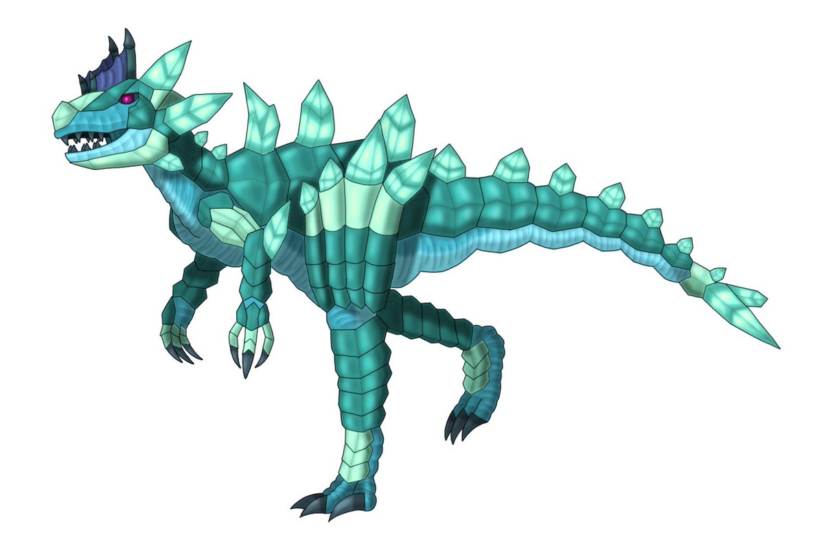 オリジナル #モンスター 氷属性の中型恐竜型のモンスターを描きました