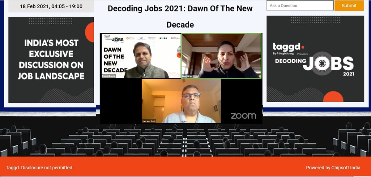 _taggd's tweet image. &quot;We&apos;ve been speaking about Industry 4.0 for a decade now. Talking about skills, technical revolution has been a priority. Everyone now wants Data Scientists &amp;amp; Machine Learning experts,&quot; - rightly put up by Preeti Kaul, CHRO, upGrad, our esteemed panelist. #DecodingJobs2021