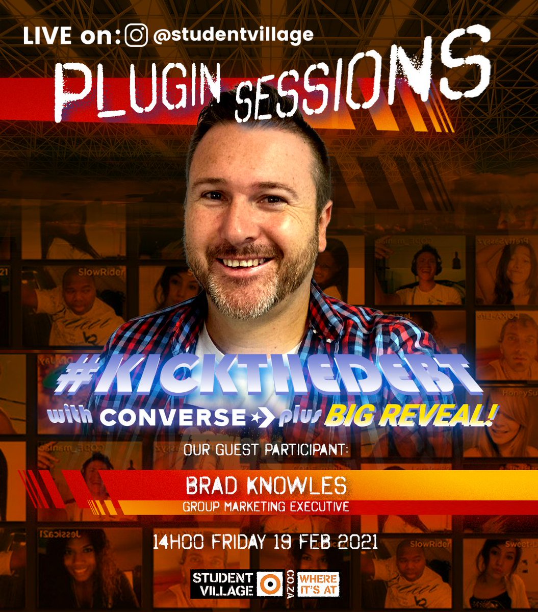 studentvillage's tweet photo. Happy Thursday! We have some truly epic news to share with you. Join our IG live tomorrow at 2pm with our guest @bradthehead, @converse_za's Chief Marketing Executive, for the big reveal.  #SVpluginsession https://t.co/W58DEh7isa