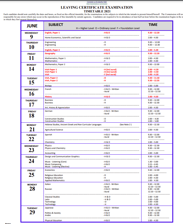 thejournal_ie's tweet photo. The Leaving Cert exam timetable has been released, beginning 9 June https://t.co/IcEfogTdnn https://t.co/tomFl57o0k
