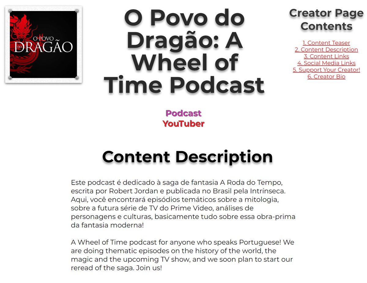 O Povo do Dragão Youtube @povododragaoWheel Of Time Youtube Channel for the fiercely loyal Wheel Of Time fandom in Brazil - Language: PortugueseSee Descriptions in pictures below (Alt text included)Youtube:  https://youtube.com/channel/UCg3IHiDm-pagZVoylCBUJPA