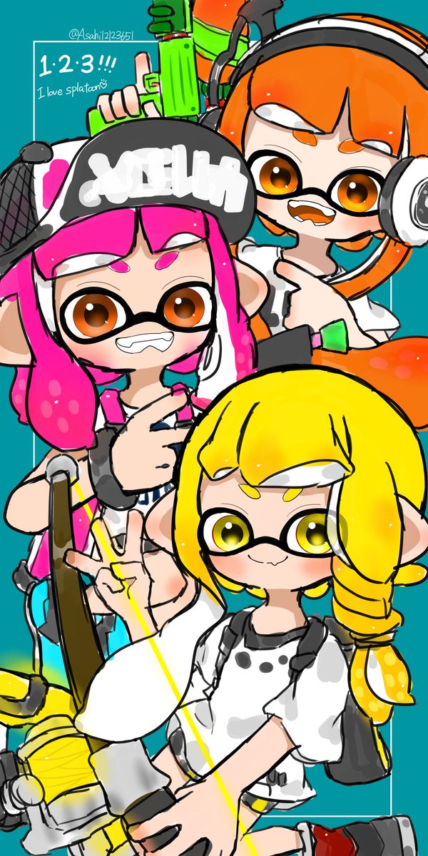 インクリング ,イカガール(スプラトゥーン) 「#Splatoon3 

Splatoon1.2.3!✨ 」|Asahi🌙.*·̩͙のイラスト