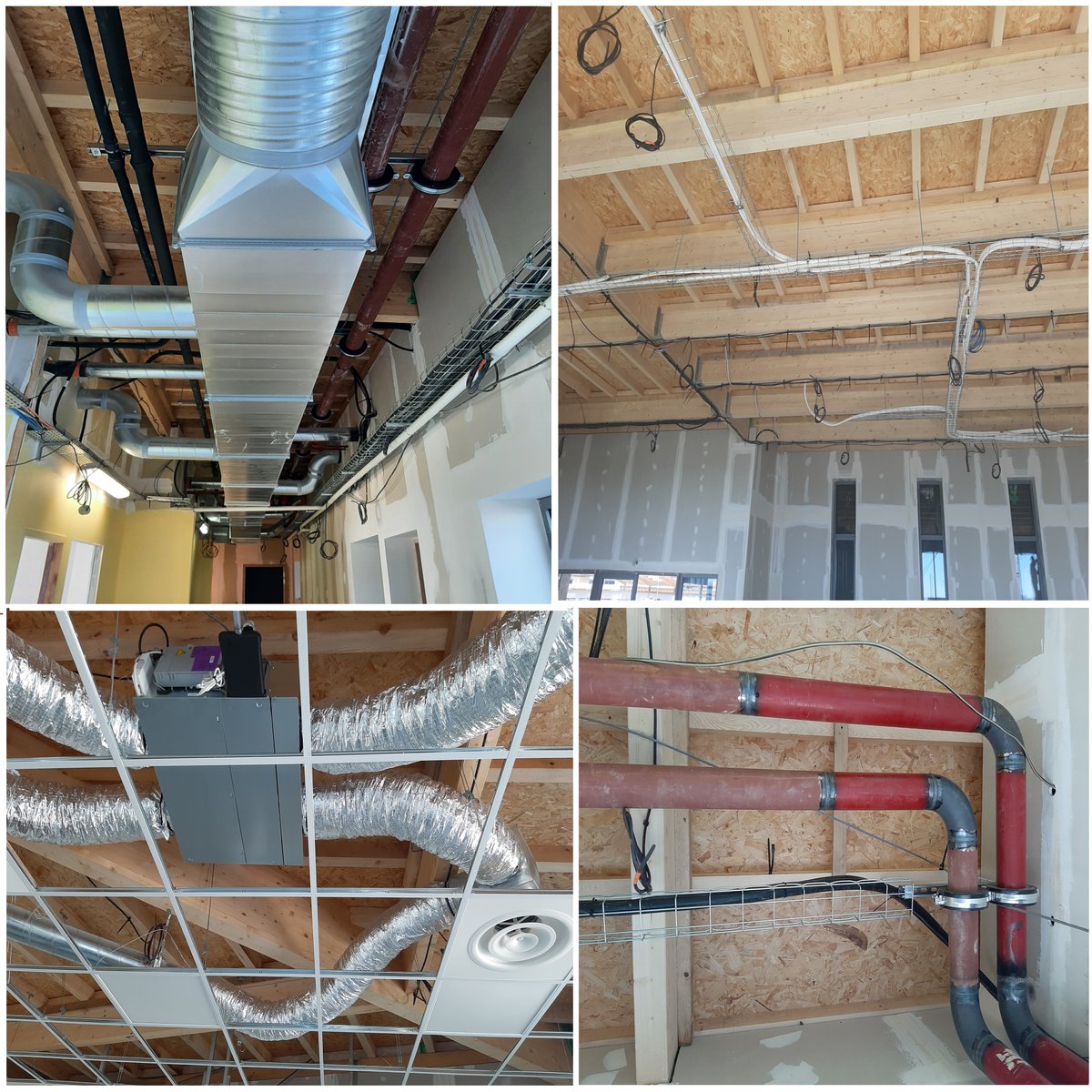 Nous vous proposons de lever les yeux sur le chantier du groupe scolaire de Mercurol-Veaunes, pour regarder le travail de l’entreprise de CVC de notre groupement.
Il s’agit de l’entreprise Busseuil, qui nous accompagne régulièrement sur nos projets importants.