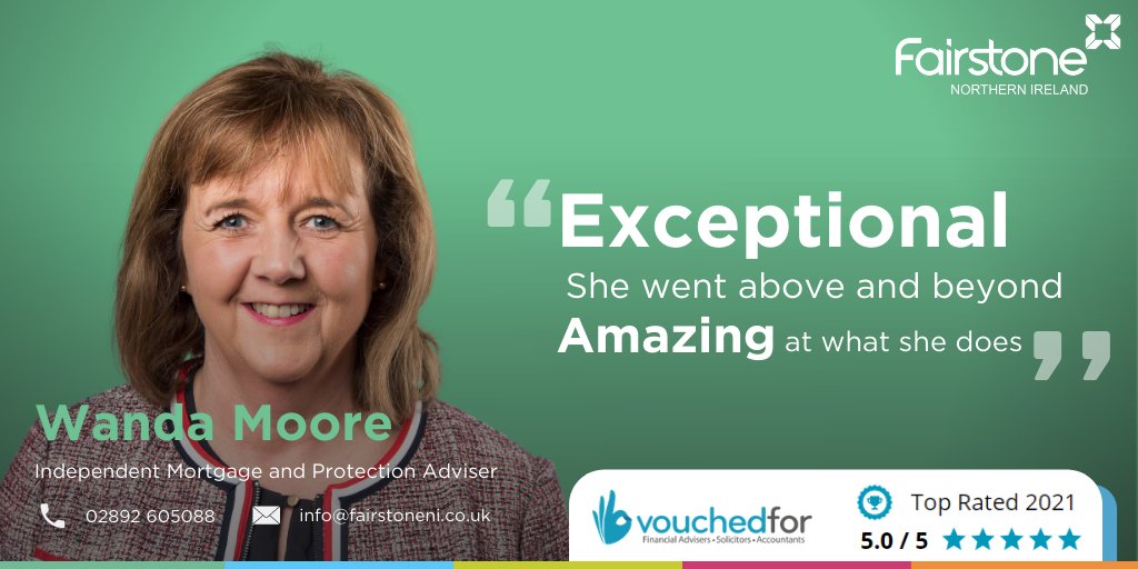 It is extremely rewarding to hear of the impact Wanda Moore has had on her clients. The #5Star feedback that she has received on <a href="/VouchedFor/">VouchedFor</a> is very much deserved.

See more: vouchedfor.co.uk/mortgage-advis…

#mortgage #mortgageadviser #northernireland #propertyni