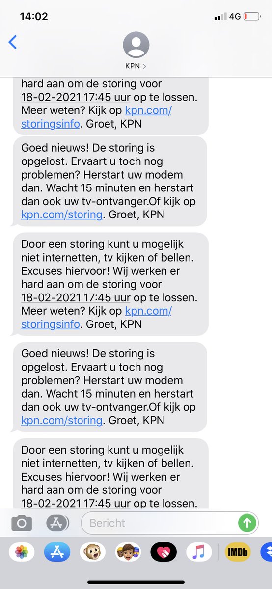 dekeeg's tweet photo. @KPNwebcare hebben jullie nou een storing of niet? Kunnen jullie mij afmelden voor deze alerts? https://t.co/jVDVuPVb3e