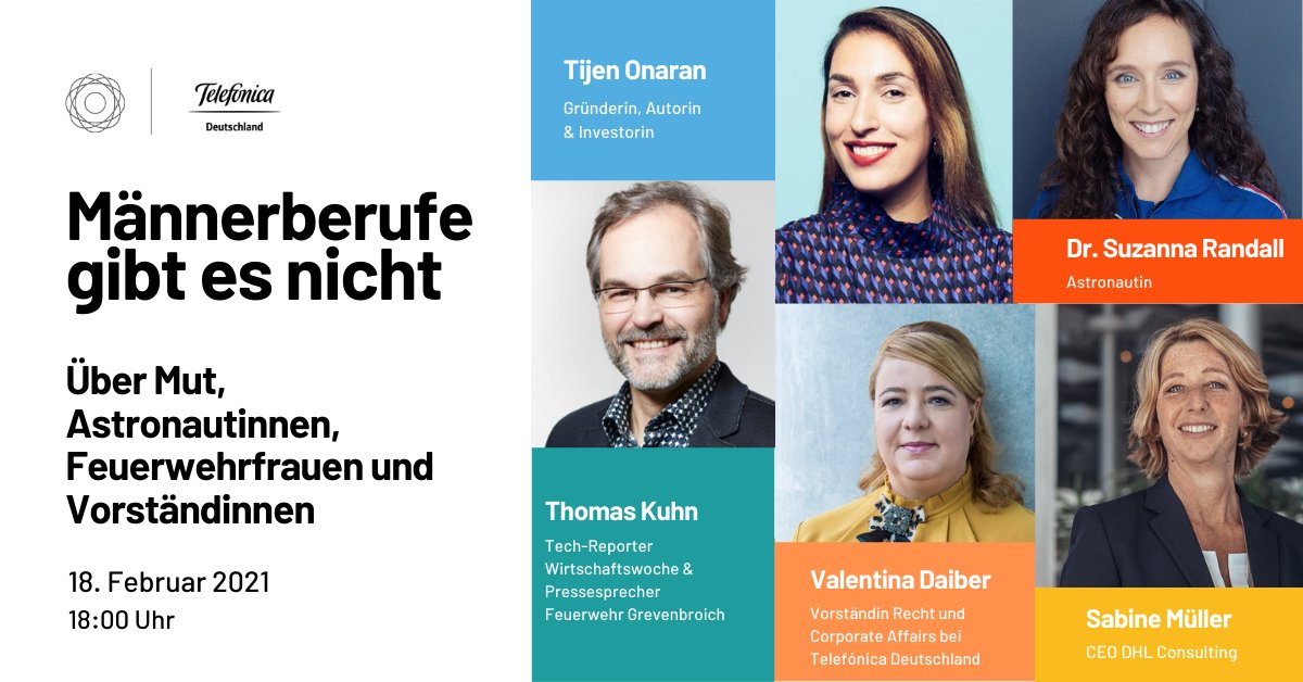 "Wenn ich groß bin, werde ich Feuerwehrfrau!" Diesen &amp; ähnliche Sätze werden wir in Zukunft öfters hören, denn: Männerberufe gibt es nicht! Mit ihren Gästen spricht <a href="/TijenOnaran/">Tijen Onaran</a> heute Abend über neue Rollenbilder! ow.ly/DJhz50DCIMt
#GDWRemote #GDWxTelefónica <a href="/telefonica_de/">Telefónica Germany</a>