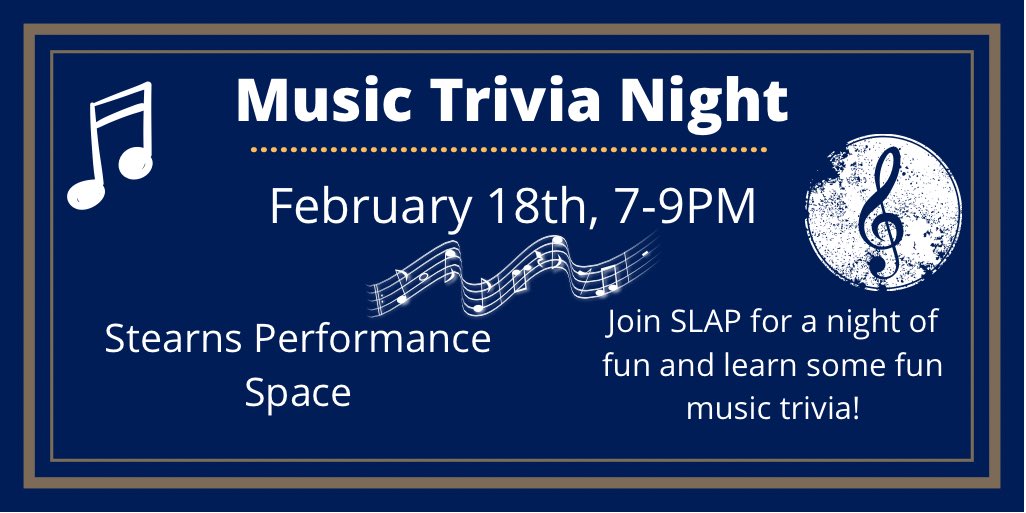 Come test your knowledge of music!! 7-9pm in Stearns.