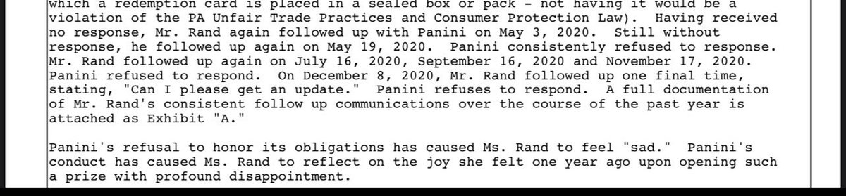 Bringing this heartfelt tale to a close, the claim states this whole incident has made the 9-year-old plaintiff feel “sad” and “reflect on the joy she felt one year ago upon opening such a prize with profound disappointment.”[insert holding back tears gif]