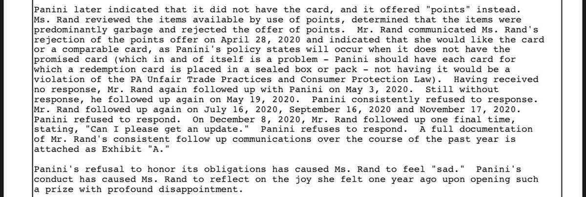 Her dad then mailed in the redemption card and...well...you’re all collectors so you likely know what happened.Panini allegedly claimed it did not have that card in stock so it offered points instead.Points!!!!!![insert angry gif]
