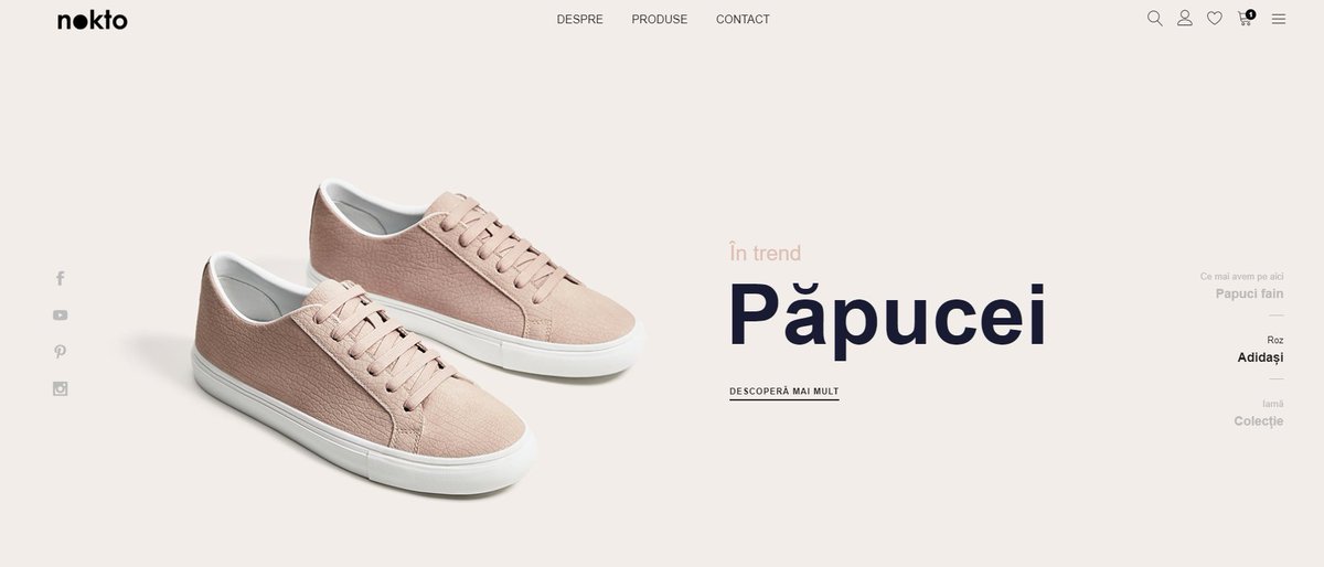  http://Nokto.ro  Aug. 2019—Feb. 2020 An e-commerce website created with WordPress + WooCommerce that was meant to be a platform for Romanian clothing manufacturers. Abandoned due to COVID.