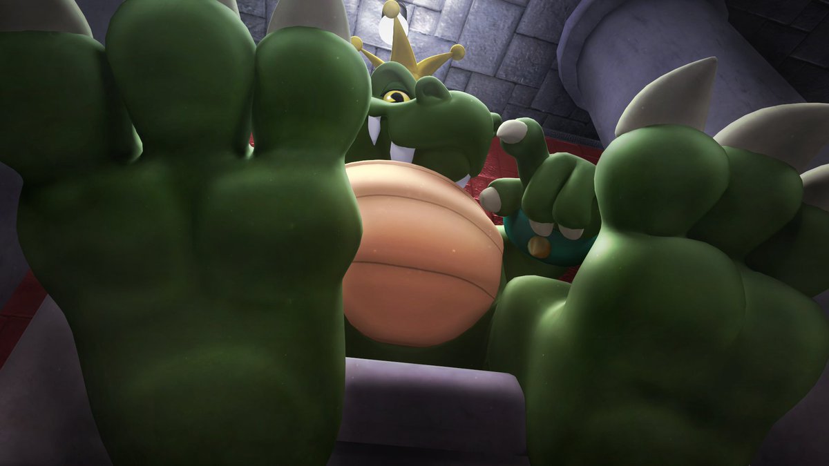 King Koopa looks up at you, with a smirk. He gives you the look that you know what to do as he raises his feet up for you.

Credit :@/ nightmare_7o7