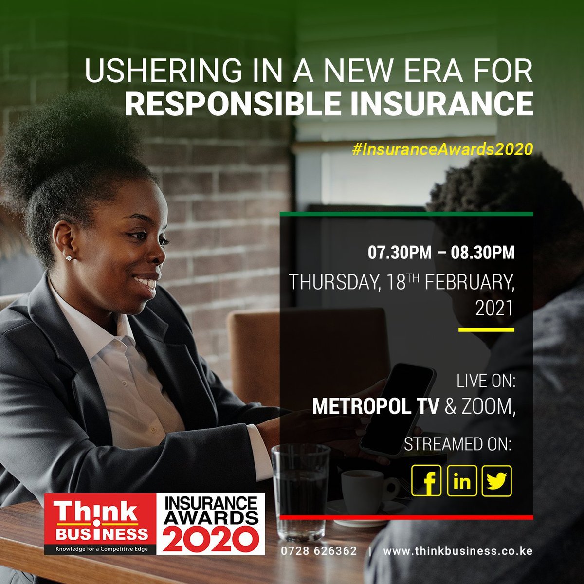 MetropolTVKE's tweet photo. We are glad to announce that we will be hosting this year's Insurance Awards themed: Ushering in a new year for Responsible Insurance.
From 7:30 PM to 8:30 PM.
Join us LIVE on our Facebook Page (https://t.co/61E1ppxAaE)
@ThinkBizAfrica
#InsuranceAwards2020 https://t.co/nEZqqD9aRj