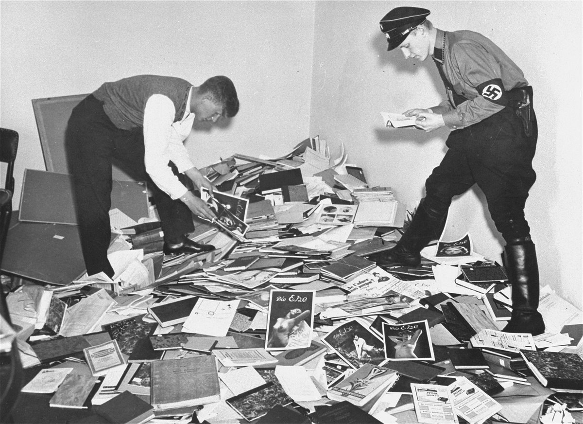 nazis gathering documents to burn at the institute.