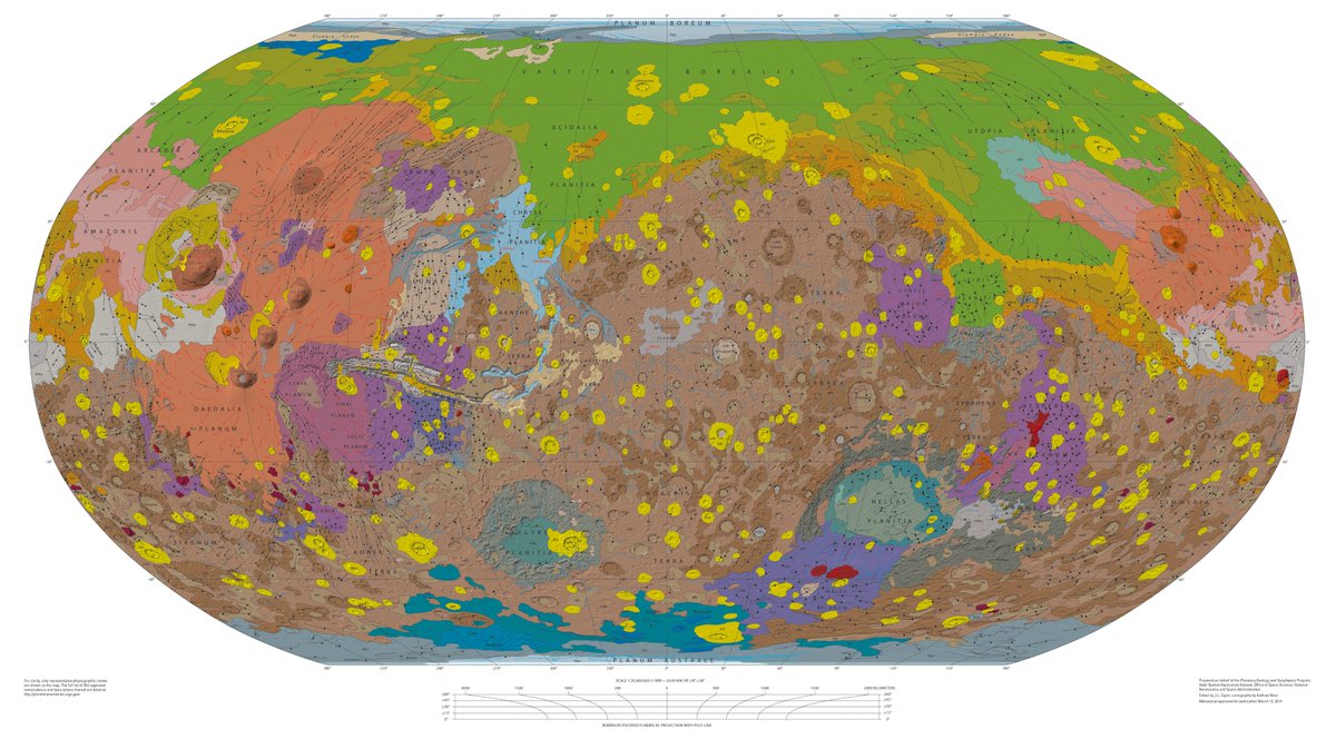 Excited about the perseverance landing today, so sharing one of my favorite maps, a geologic map of Mars.