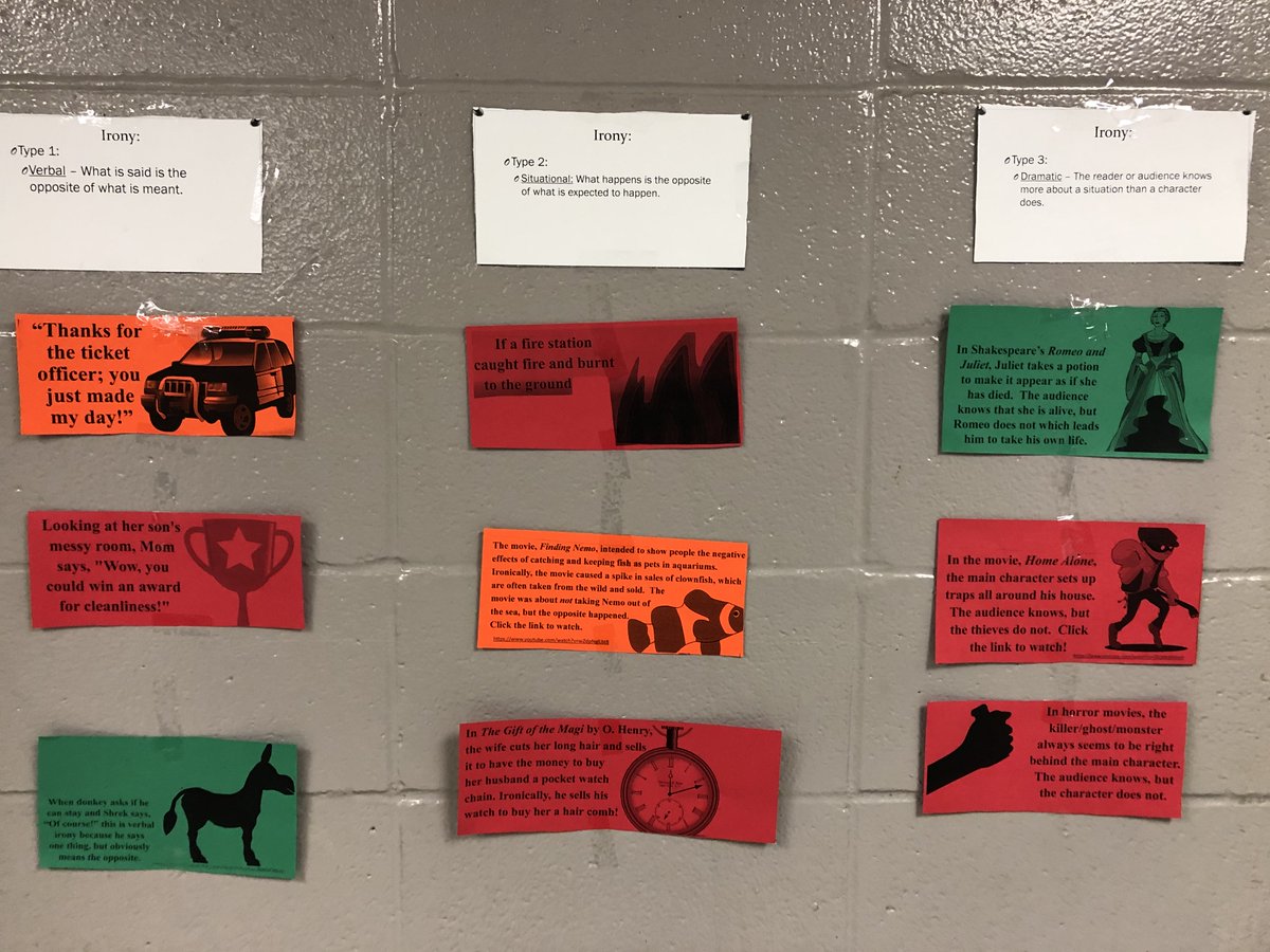SkylineSchool's tweet photo. Awesome job by Ms. Wininger's 6th grade ELA students deciphering "irony!" The students viewed the pictures and determined what type of irony was being used. Great job by the students and Ms. Wininger! @JCBOEal @AplusCR #GetUpAndLearn #Irony #GoVikings https://t.co/SrylSQHoS9