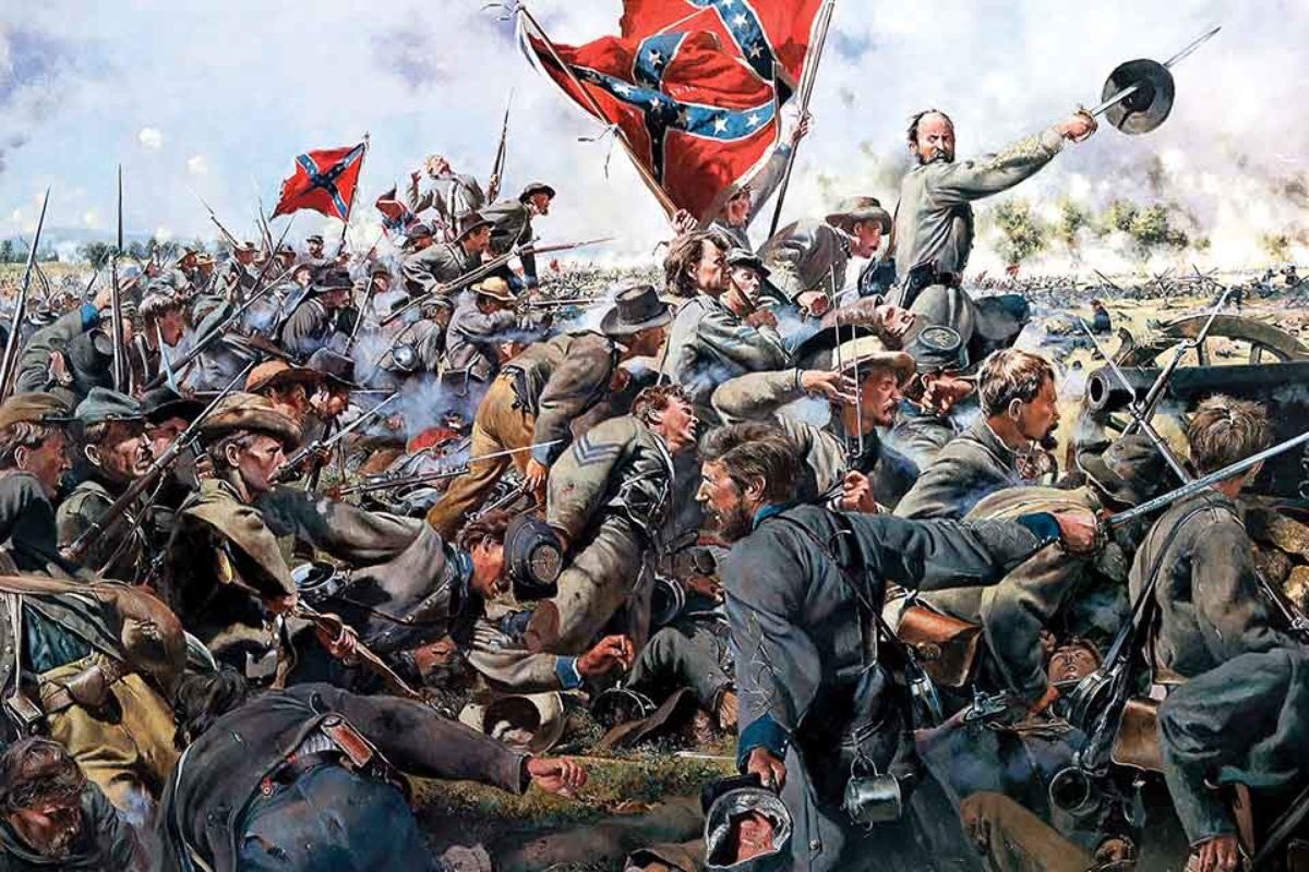 On the final day of the Battle of  @GettysburgNMP, Armistead led his brigade as part of Pickett’s Charge to the center of the Union line. With Armistead leading his men with his hat on the tip of his sword, the brigade breached the line, which was defended by Hancock’s men.