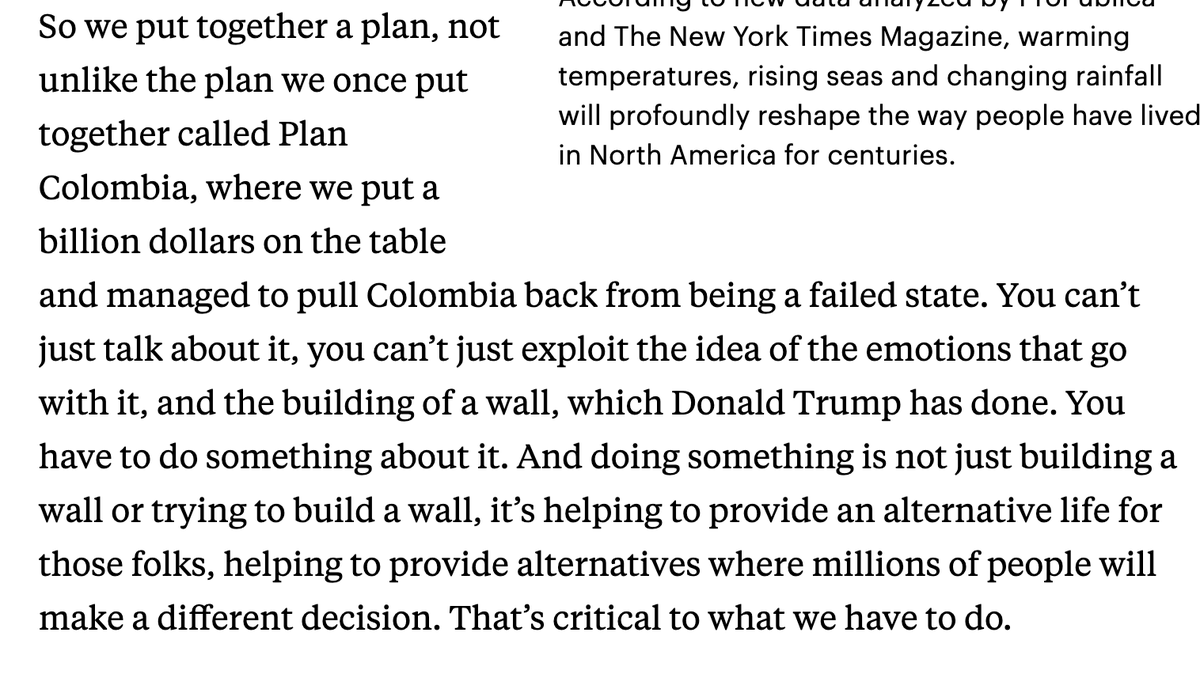  #PlanColombia (2000-2015) was used by the US to "illuminate" the strategy against  #ISIS, continue the  #WarOnDrugs against black communities, and is now being referenced by  @JohnKerry as an example for climate action, as  @KateAronoff pointed out. 4/5