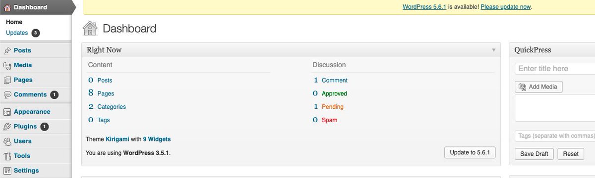 enqueue_russ's tweet image. I just logged into a website using #WordPress  3.5.1.