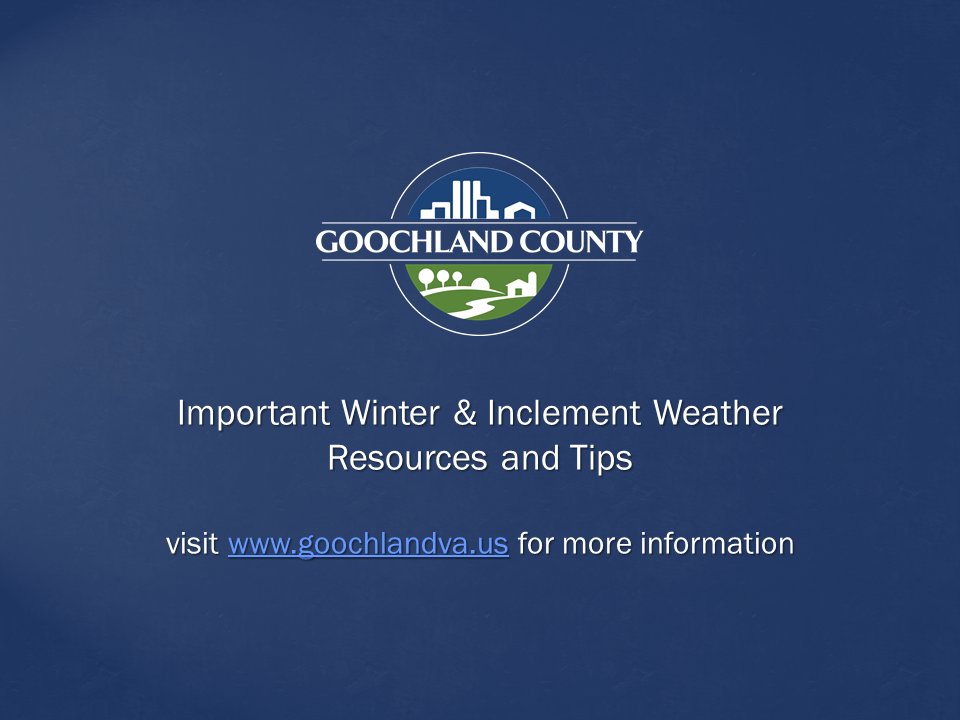 GoochlandGovtVA's tweet photo. As inclement weather continues to impact Goochland County we encourage residents, businesses, and guests to take advantage of these important winter &amp; inclement weather resources and tips.

https://t.co/86nD2WRPku https://t.co/0ankMO1n87