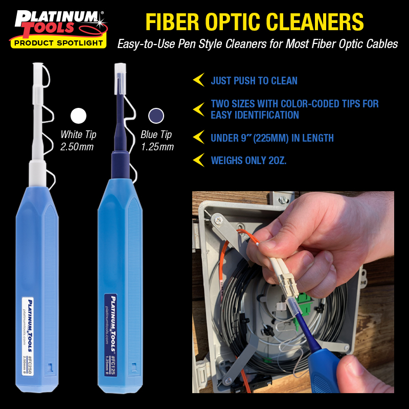 Platinum Tools NEW Fiber Optic Cleaners. Silk thread provides over 900 cleanings and advances automatically after each use for particle-free connections. They come in 2 sizes for your needs. Find out more here. ow.ly/wnne50DDWgM