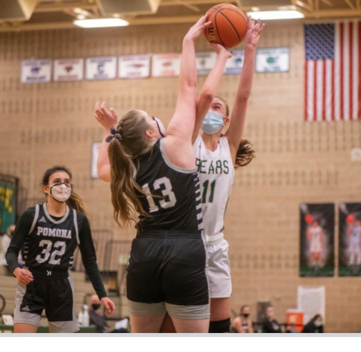 PomonaGBBall's tweet image. Junior Audrey McClain with the block
