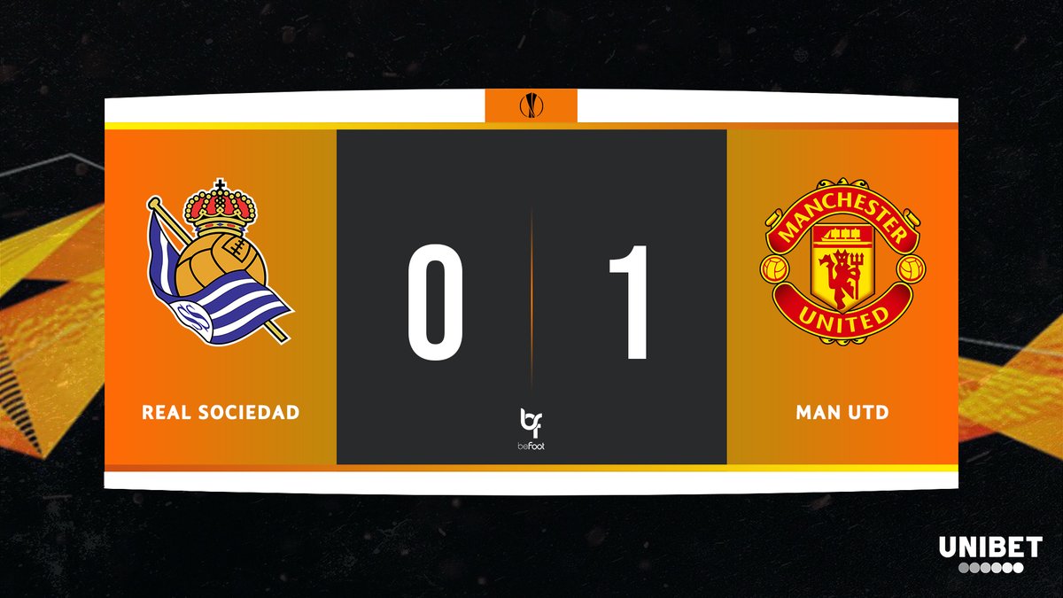 _BeFootball's tweet photo. ⏱️ MI-TEMPS !
SOCIEDAD 🇪🇸 0-1 🏴 MAN UNITED
Les Red Devils mènent à la pause grâce à un but de l'inévitable Bruno Fernandes. Le portugais a inscrit son 20e but de la saison.
#UEL | #RSOMUFC https://t.co/SJFkCmmIyG