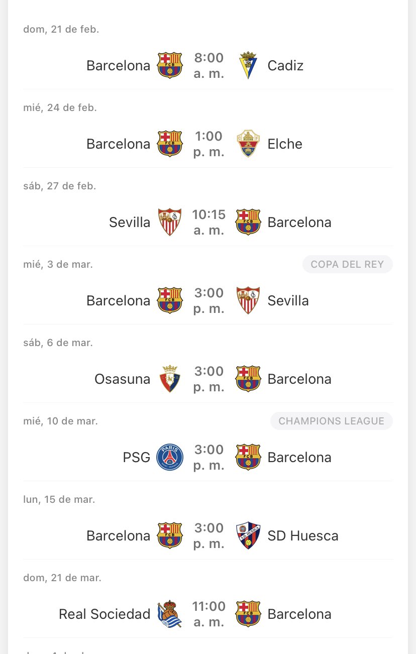 Barcelona proximo partido champions