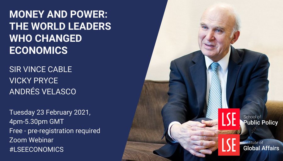 🚨 Next week! @vincecable  will be presenting his new book, joined by @realVickyPryce  & chaired by @AndresVelasco

📅23 Feb ⏰ 4-5.30pm
ℹ️ & 🎟️: bit.ly/3aXld8o

@LSEIGA #LSEEconomics