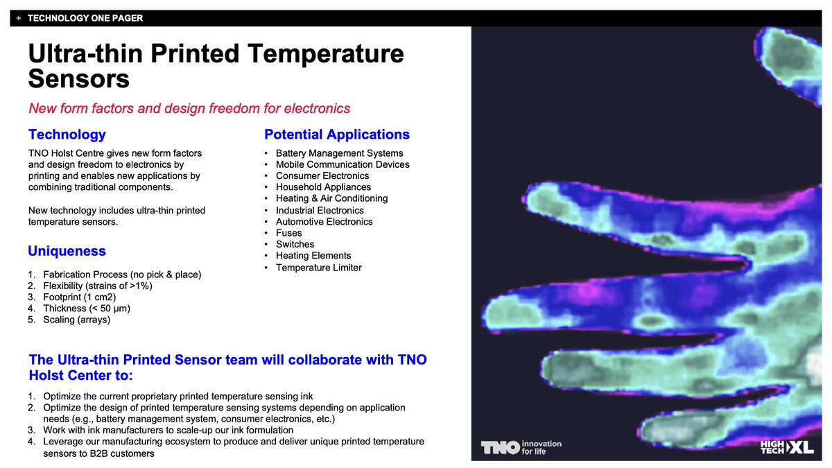 Hightechxl's tweet photo. #FasTrackathon is ON for March 17! Today's Tech Spotlight is on @TNO_nieuws #technology Ultra-thin Printed Temperature Sensors! Check out the 1-pager, then head to our website for all the details of the event & the #deeptech we have in store! https://t.co/ETtQC3o8k5 #startups https://t.co/1fsuVbGcx8