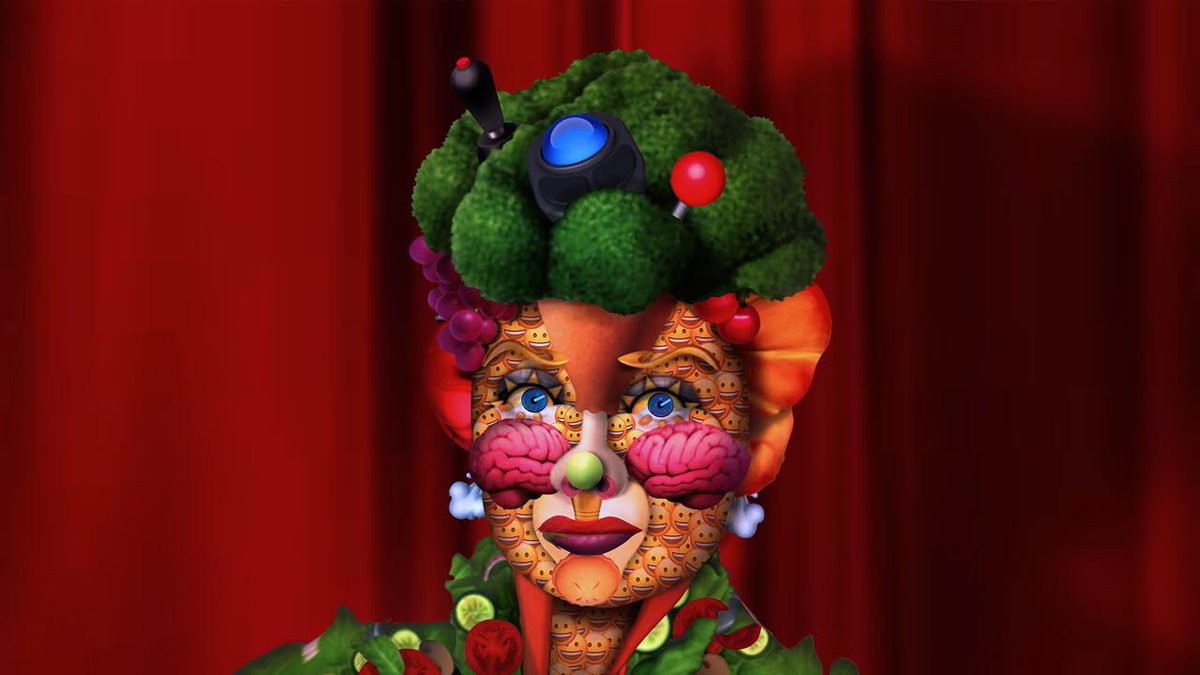 carlagannis's tweet photo. #tbt Lucille Trackball 🤡🤖🖲 first came into being in my studio in late 2017. They are an embodied AI comedian who manifests across print, video, AR & VR. The ultimate Turing Test may be a machine being able to make us laugh;) #AI #computationalhumor #lucilletrackball #XR https://t.co/3ZaBOMafZt