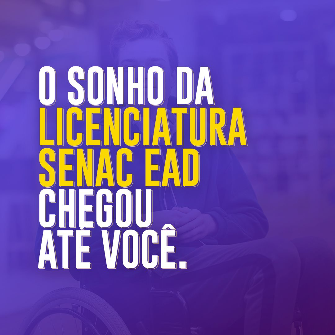 Novas licenciaturas em Matemática, Biologia, Física, História, Letras: Português e Inglês e Filosofia. Alcance o seu sonho com a metodologia diferenciada da Graduação Senac EAD. Inscrições abertas: ead.senac.br/graduacao/. 

#SouGraduaçãoSenacEAD #SouLicenciaturaSenacEAD